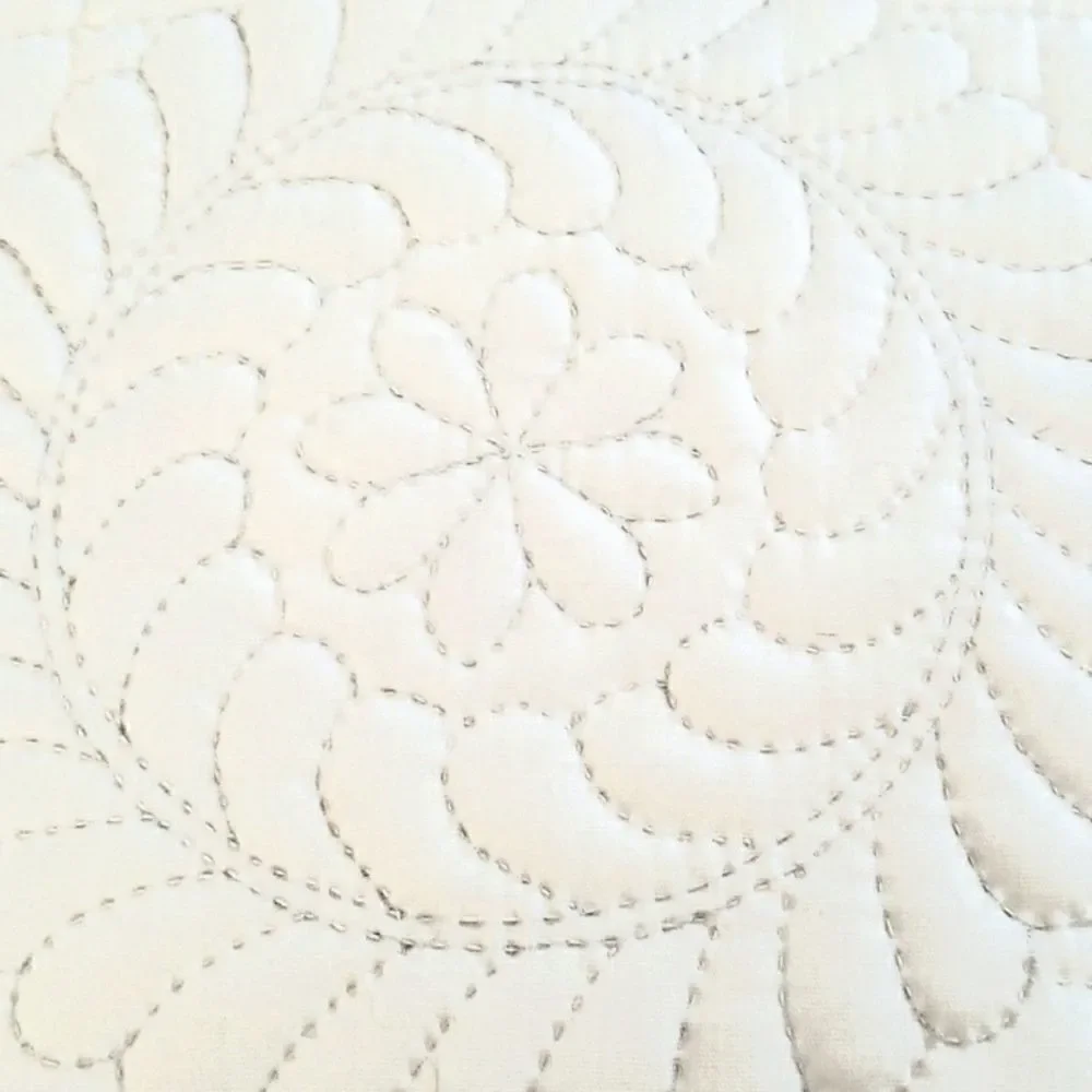 Lace and quilted pillow, 20 inch, ivory
